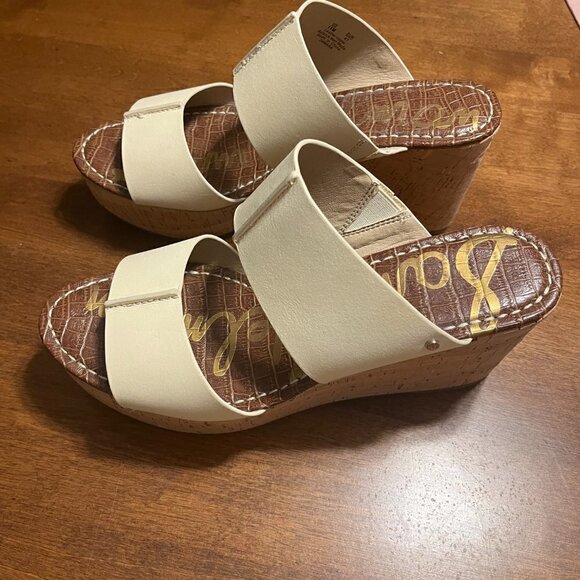Sam Edelman Damara Wedge Sandals cream leather 11 41 - Picture 3 of 9